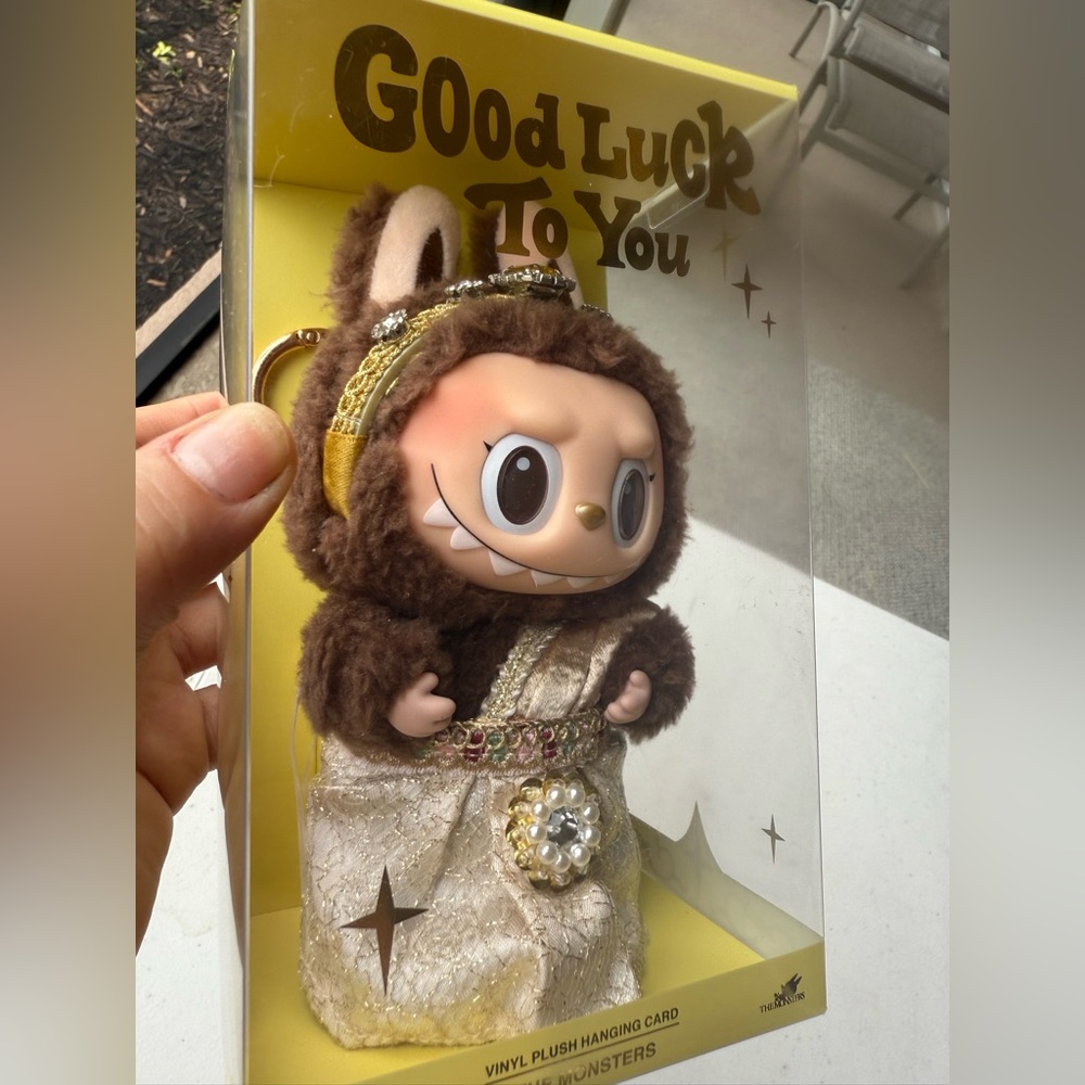 Good Luck To You Labubu Thailand exclusive doll Brown with Gold Outfit authentic